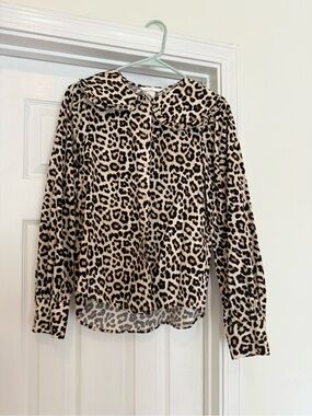 H&M Leopard Print Long Sleeve Blouse - Beige & Black